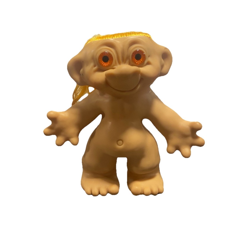Vintage Troll Bank Doll Yellow Hair Denmark 1960s Thomas Dam 7"